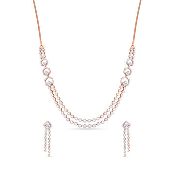 Tanishq 18 Karat Diamond Necklace Set for Women