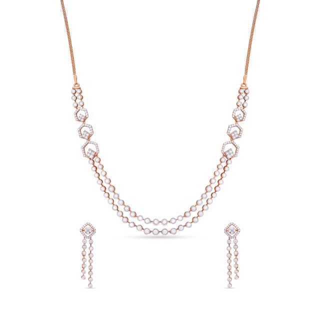 Tanishq 18 Karat Diamond Necklace Set for Women 
