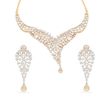 Geometric Diamond Medley Necklace Set