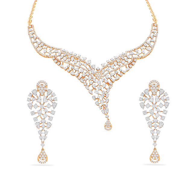 Geometric Diamond Medley Necklace Set 