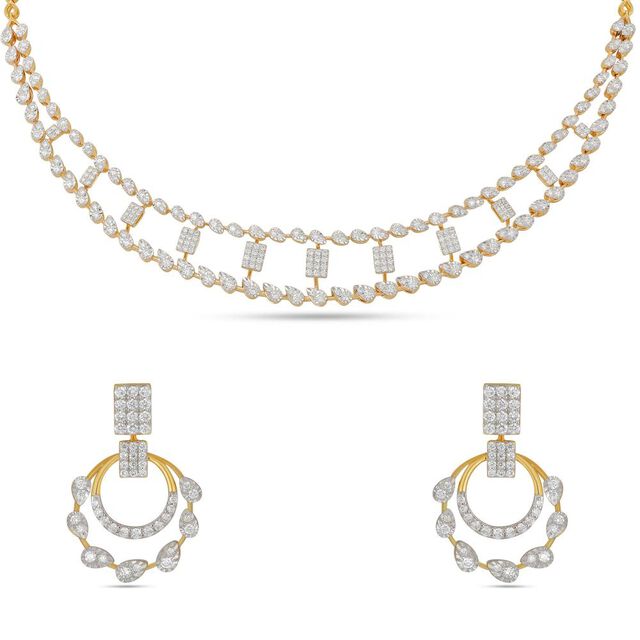 Minimalist Diamond Cascade Necklace Set 