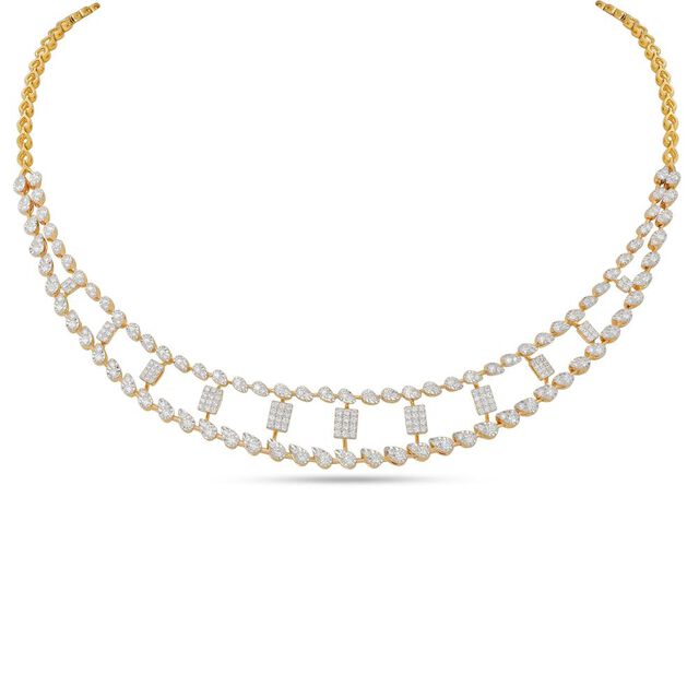 Minimalist Diamond Cascade Necklace Set 2