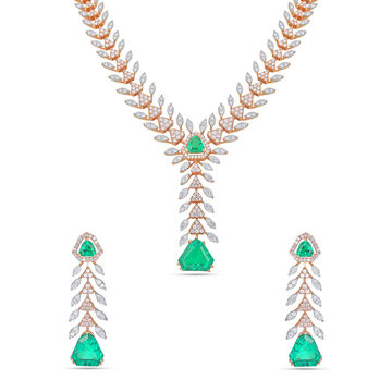 Emerald and Diamond Necklace Set