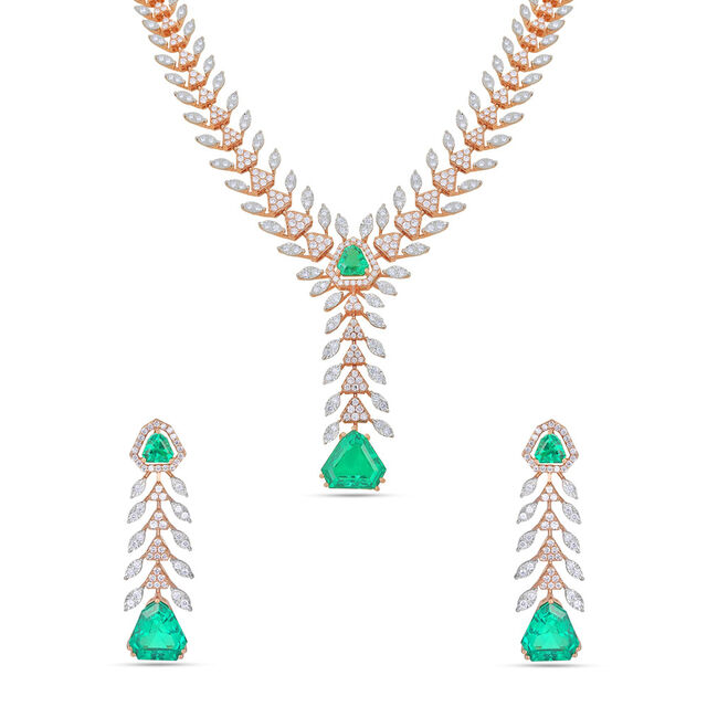 Emerald and Diamond Necklace Set 