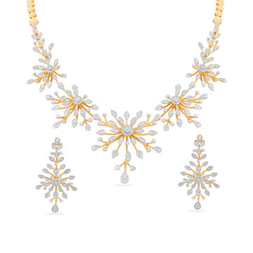 Enchanted Diamond Floral and Leaf Necklace Set