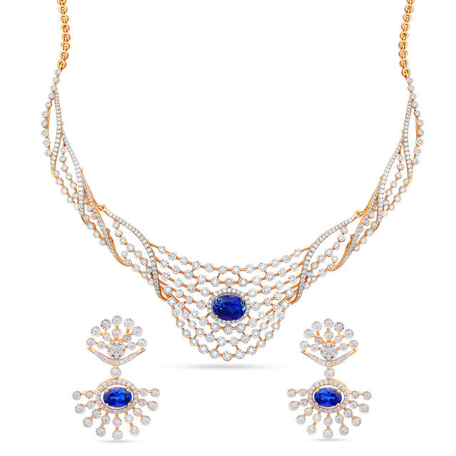 Tanishq 18 Karat Diamond Necklace Set for Women 