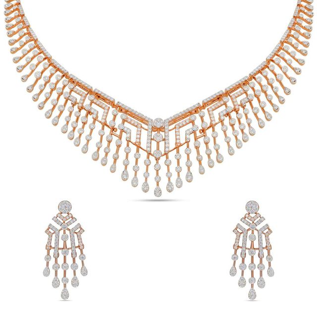 Cascading Diamond Gold Necklace 