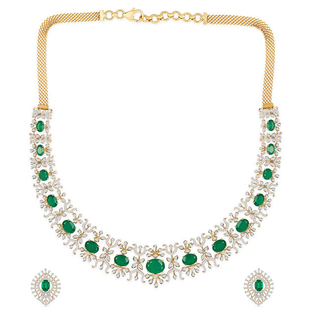 Tanishq 18KT Diamond Necklace Set for Women 