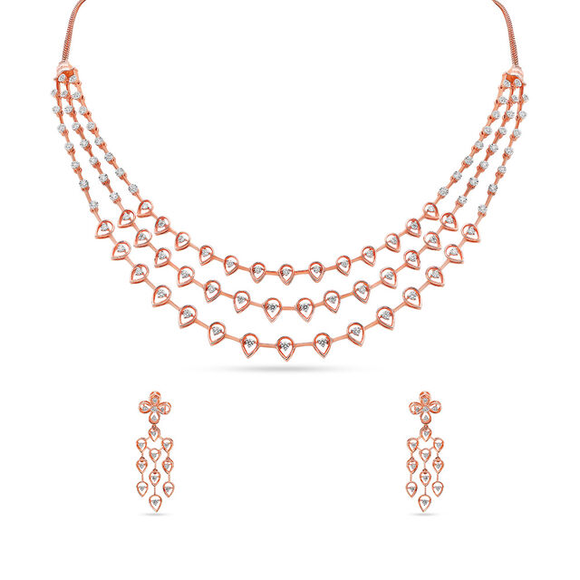 Tanishq 18KT Diamond Necklace Set for Women 