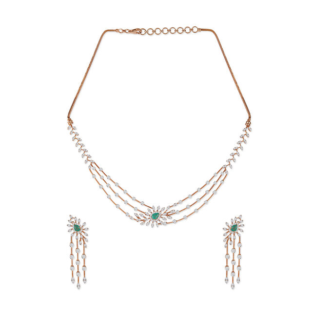 Tanishq 18KT Diamond Necklace Set for Women 