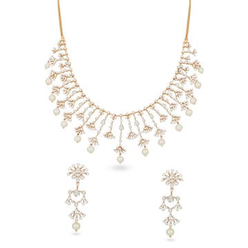 Pearlescent Cascade Gold Necklace Set