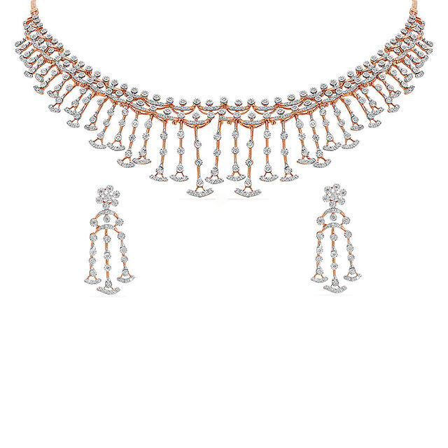 Tanishq 18 Karat Diamond Necklace Set for Women 