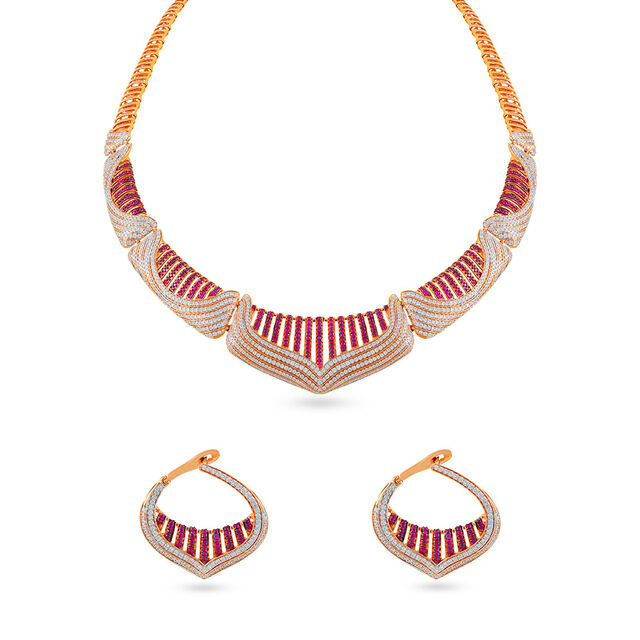 Elegant Arc Motif Ensemble Necklace Set 