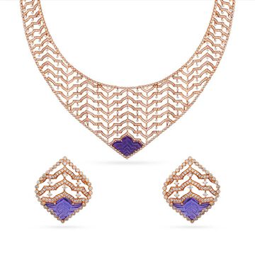 Tanishq 18 Karat Diamond Necklace Set for Women