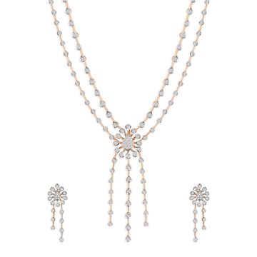Tanishq 18KT Diamond Neckwear with Earrings for Women