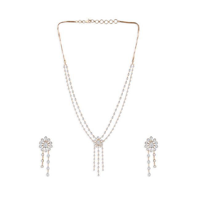 Tanishq 18KT Diamond Neckwear with Earrings for Women 2