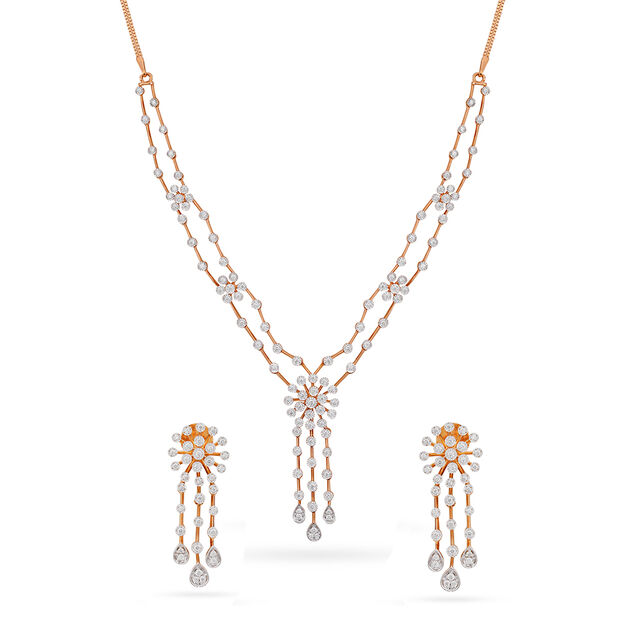 Tanishq 18 Karat Diamond Necklace Set for Women 
