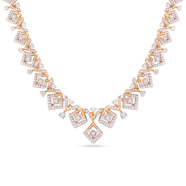 Tanishq 18 Karat Diamond Necklace Set for Women 