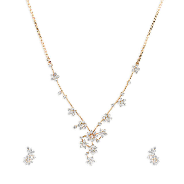Tanishq 18KT Diamond Neckwear with Earrings for Women 3