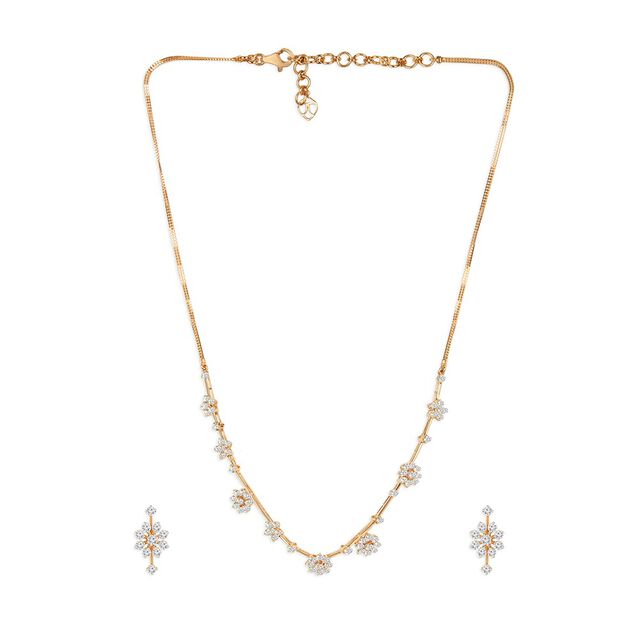 Tanishq 18KT Diamond Neckwear with Earrings for Women 