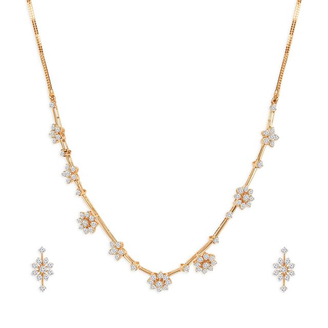Tanishq 18KT Diamond Neckwear with Earrings for Women 3