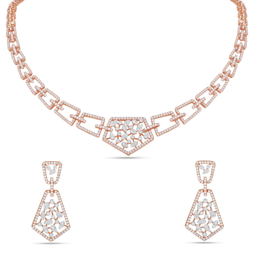 Buy Geometric Harmony Diamond Necklace Set at Best Price Tanishq US