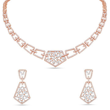 Geometric Harmony Diamond Necklace Set