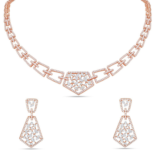 Geometric Harmony Diamond Necklace Set 