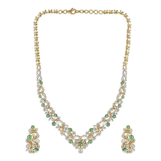Tanishq 18KT Diamond Neckwear with Earrings for Women 