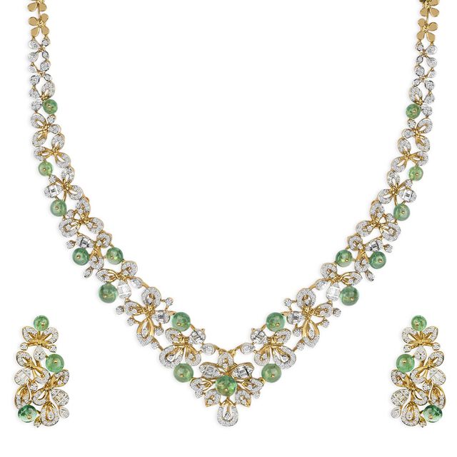 Tanishq 18KT Diamond Neckwear with Earrings for Women 3