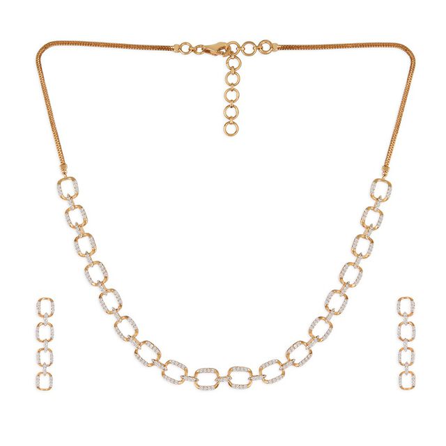 Tanishq 18KT Diamond Neckwear with Earring for Women 