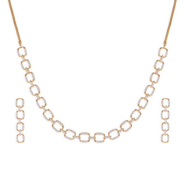 Tanishq 18KT Diamond Neckwear with Earring for Women 3