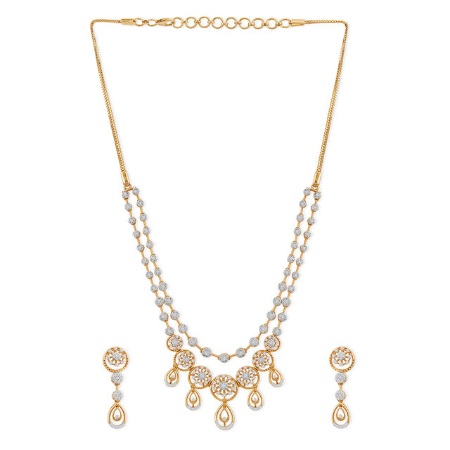 Tanishq 18KT Diamond Necklace Set for Women 