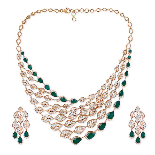 Tanishq 18KT Diamond Necklace Set for Women 