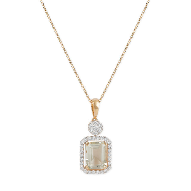 Tanishq 18KT Diamond Pendant with Chain and Earrings Set for Women 3