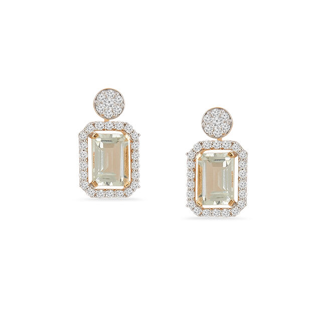 Tanishq 18KT Diamond Pendant with Chain and Earrings Set for Women 4