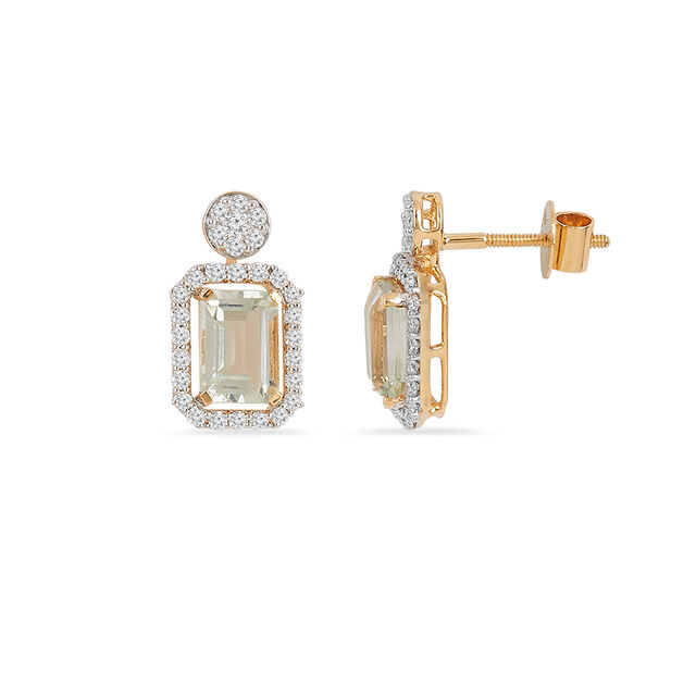 Tanishq 18KT Diamond Pendant with Chain and Earrings Set for Women 5