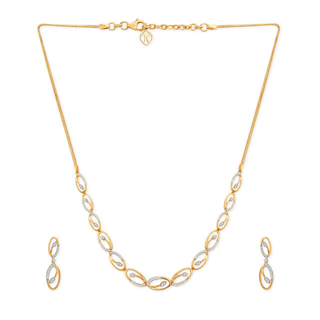Tanishq 18KT Diamond Necklace Set for Women 