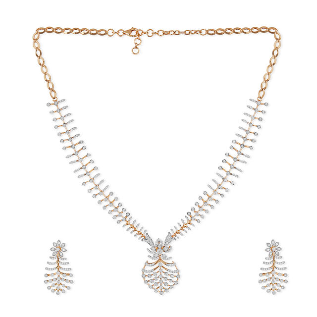 Tanishq 18KT Diamond Necklace Set for Women 