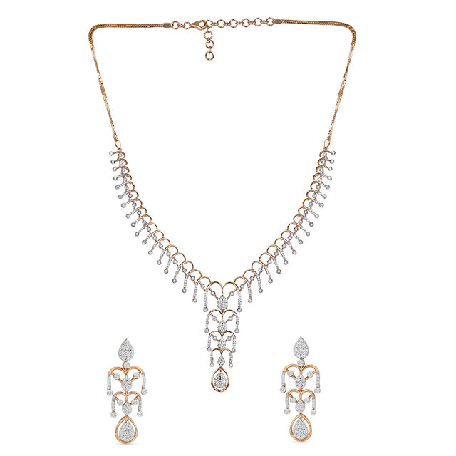 Tanishq 18KT Diamond Necklace Set for Women 