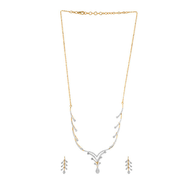 Tanishq 18KT Diamond Necklace Set for Women 