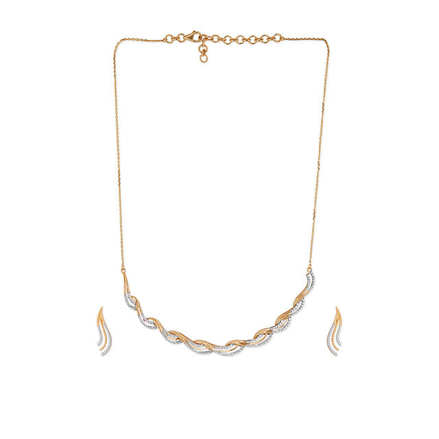 Tanishq 18KT Diamond Necklace Set for Women 