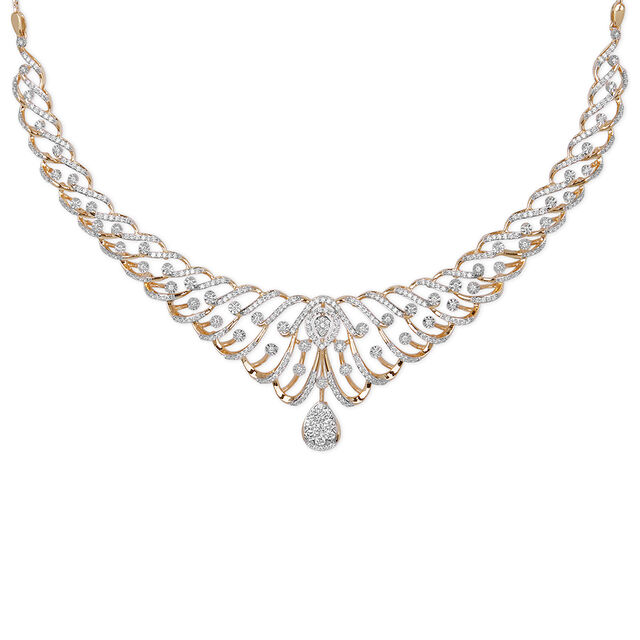 Tanishq 18KT Diamond Necklace Set for Women 2