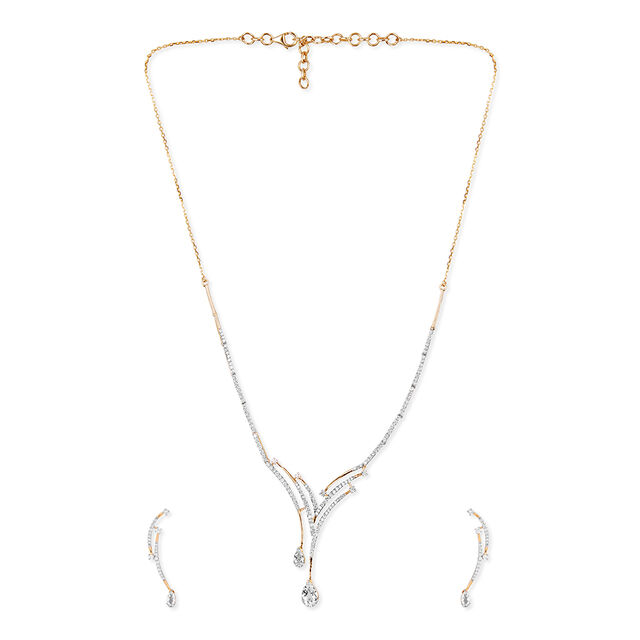 Tanishq 18KT Diamond Necklace Set for Women 