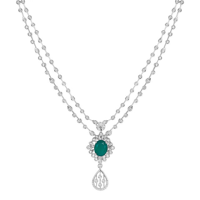 Tanishq 18KT Diamond Necklace Set for Women 2