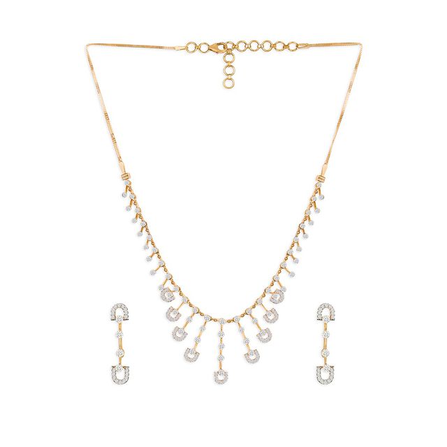 Gleaming Grandeur Diamond Necklace Set 
