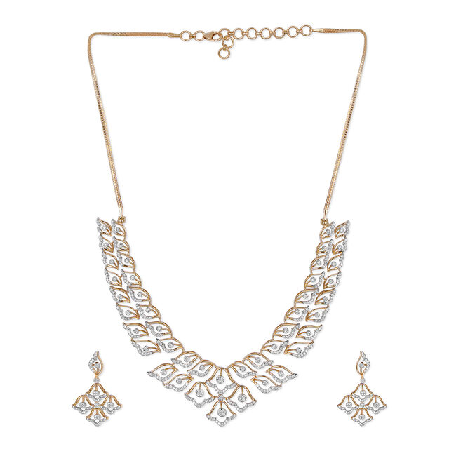 Tanishq 18KT Diamond Necklace Set for Women 