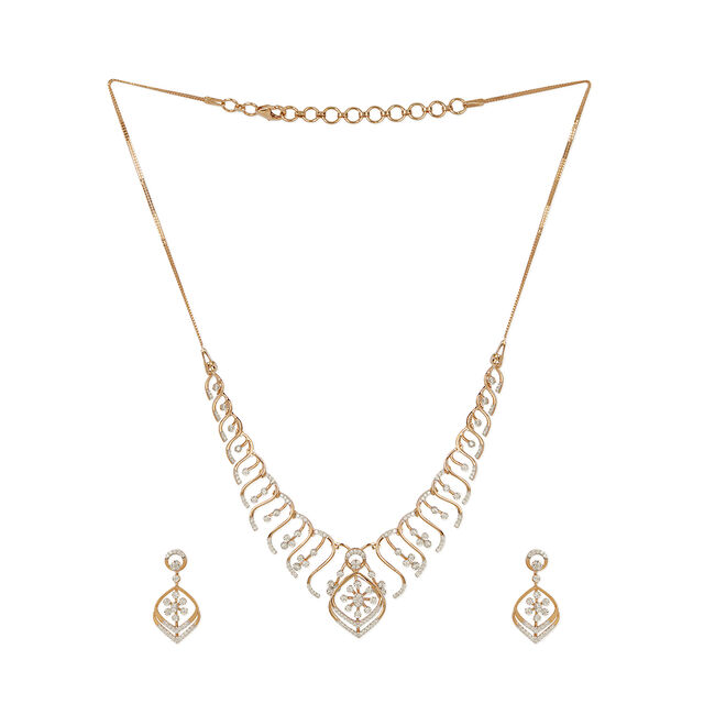 Tanishq 18KT Diamond Necklace Set for Women 