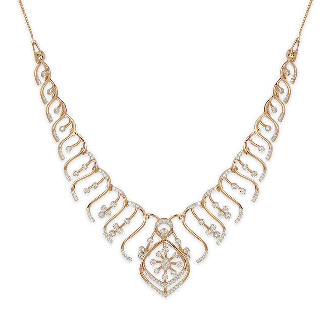 Tanishq 18KT Diamond Necklace Set for Women 2