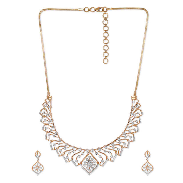 Tanishq 18KT Diamond Necklace Set for Women 